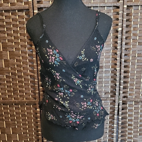 See By Chloe Tops - See By Chloe Black Camisole with Floral Accents